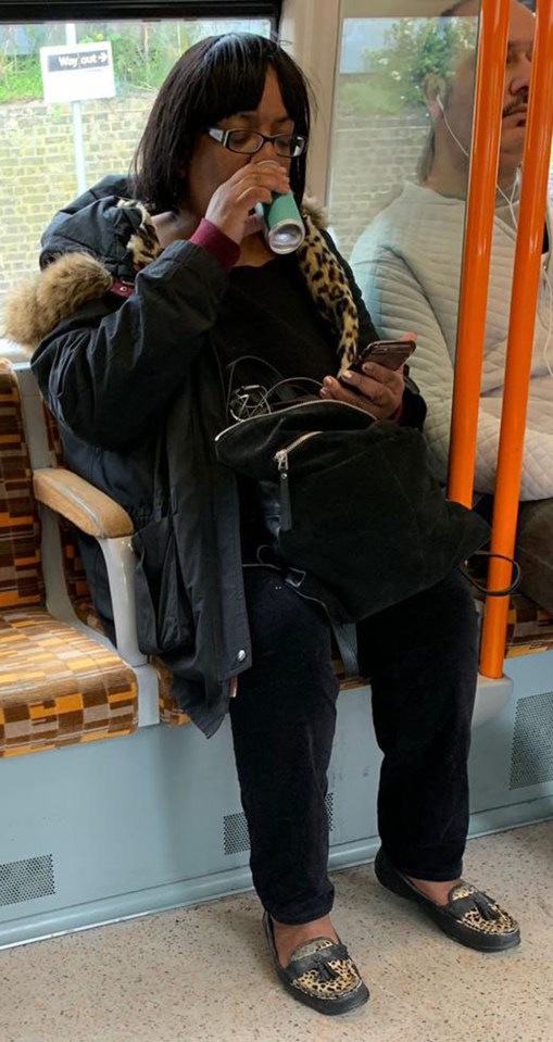 Diane Abbott was seen illegally drinking alcohol on a London Overground train