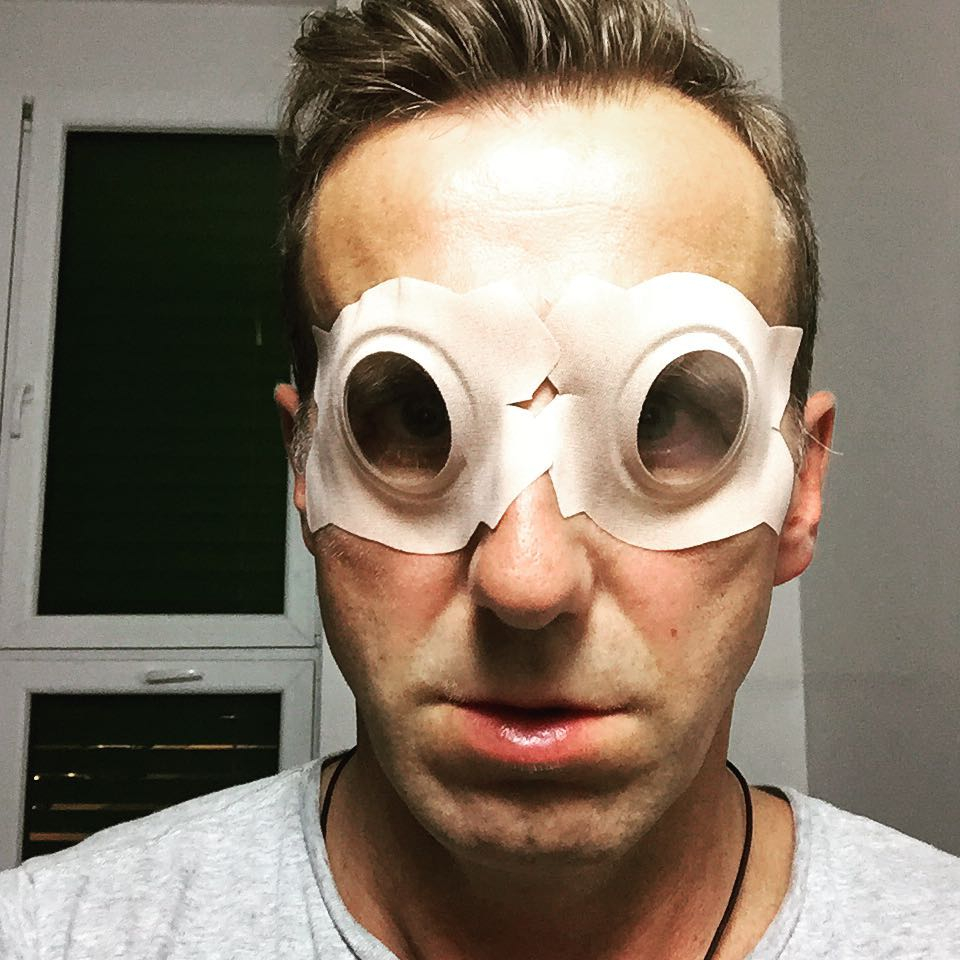  After surgery to clear a brain infection, Karel Poborsky had to wear a mask to protect his eyes