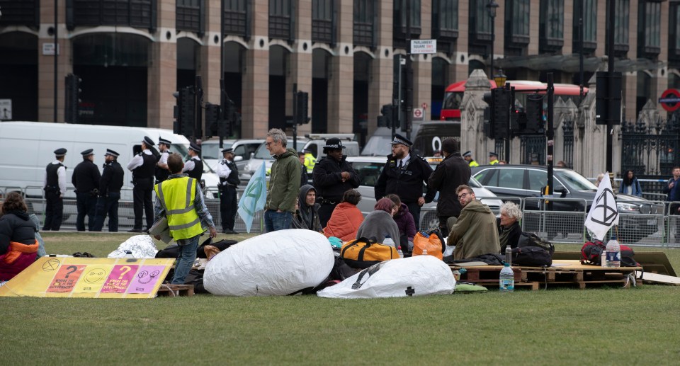  The number of protesters in London's Parliament Square had dwindled by Tuesday