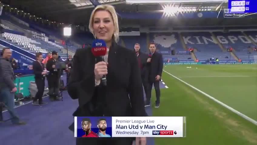 Kelly Cates walks away from Gary Neville and Jamie Carragher as she reveals when the Manchester derby is