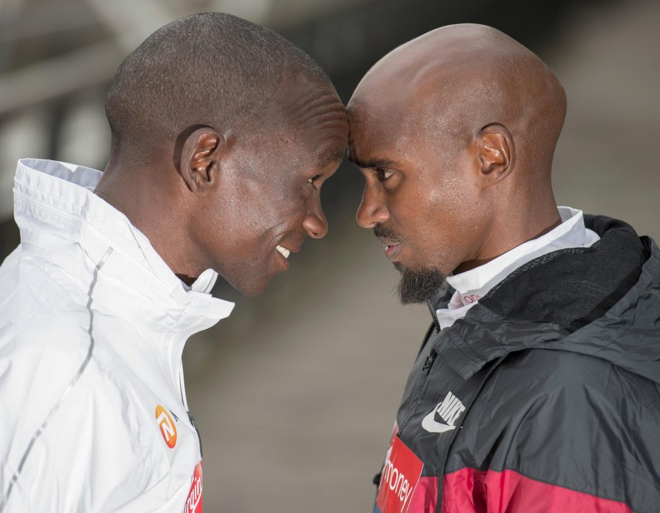 Mo Farah goes head to head with the man who is still the big favourite to win Sundays London Marathon - Eliud Kipchoge 