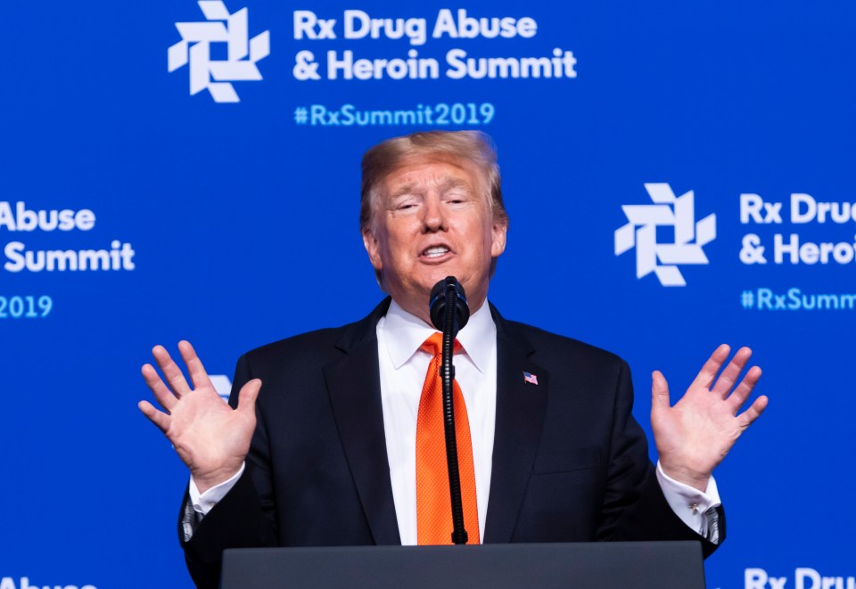  Donald Trump speaks during the RX Drug Abuse & Heroin Summit in Georgia - he praised China for executing fentanyl dealers