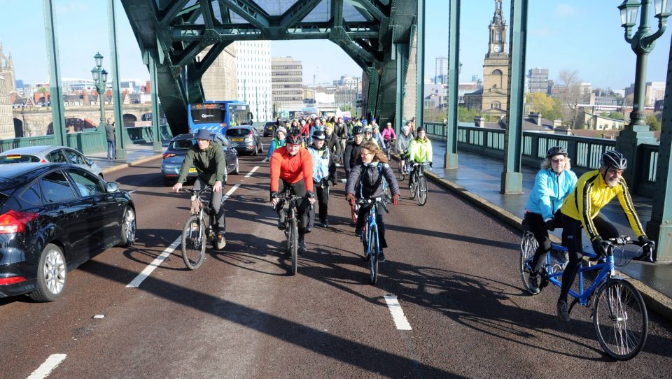  On Friday Extinction Rebellion staged a slow-cycle roadblock, causing traffic buildup and chaos during rush hour in Newcastle