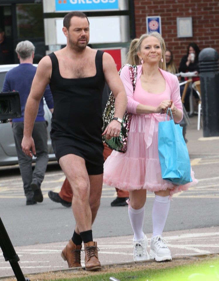  Danny Dyer dressed as Posh Spice while filming for EastEnders today