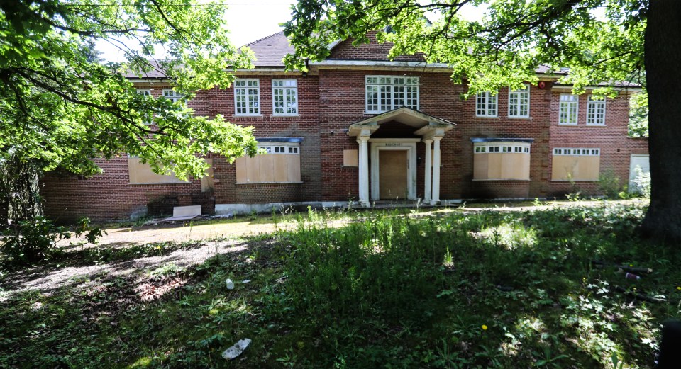  Luxurious pillars decorate this abandoned mansion's entrance