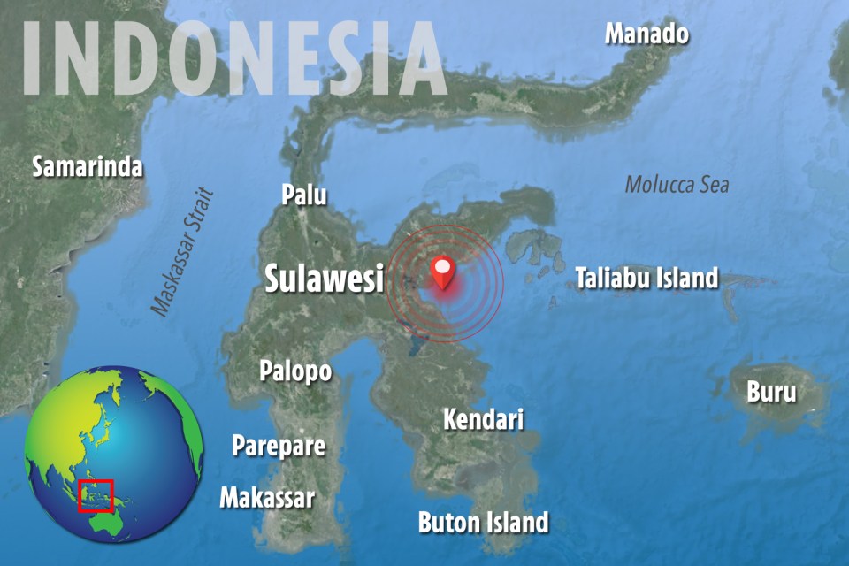  The massive shaker struck off the coast of Sulawesi island in Indonesia