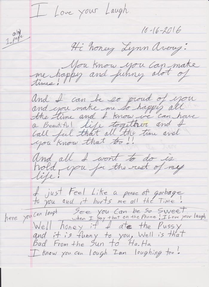  In this letter, Avery talks about "eating p***y"