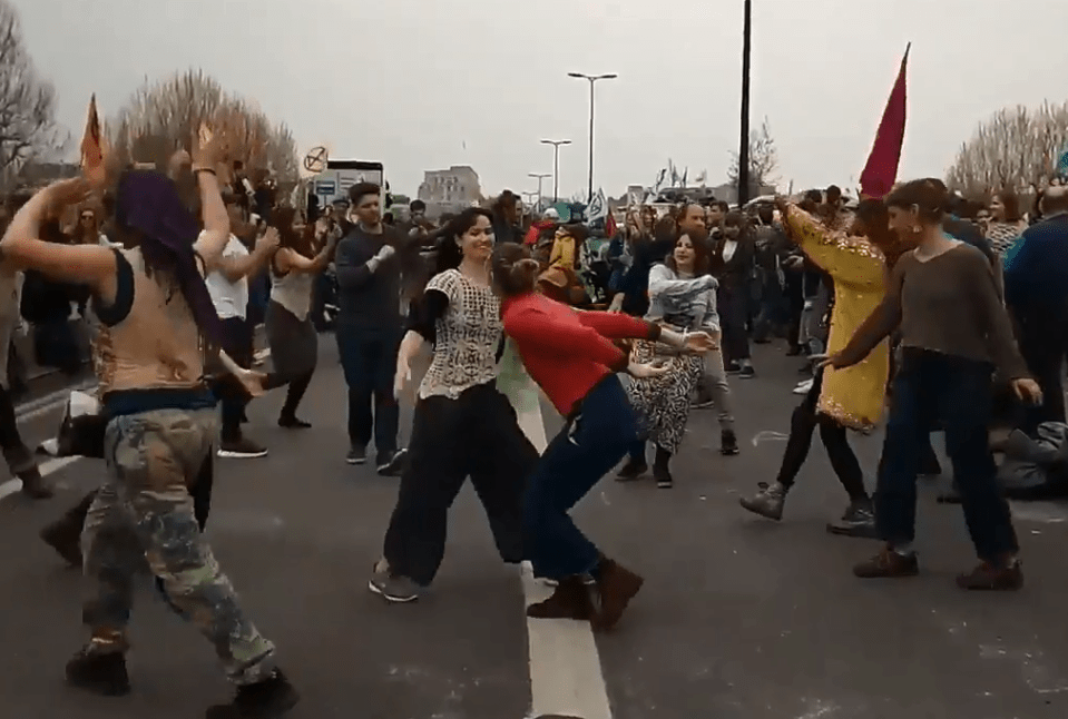  Hilarious footage shows activists frolicking on Waterloo Bridge as they refuse to budge