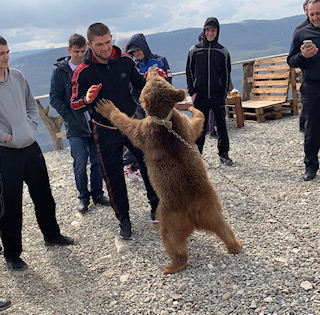  Khabib returned to his hometown where he wrestled a Dagestani bear