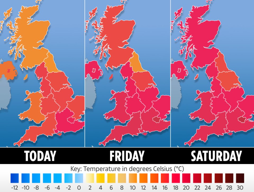  Szzling temperatures will bake Britain in the coming days - which could be hotter than Rhodes on Saturday