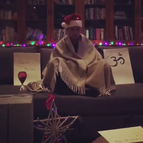  He shared a video of himself meditating in a Santa hat