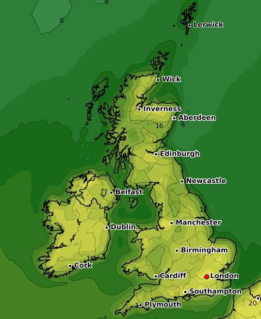  This heat signature map weather from WXCharts shows how warm it will be on Saturday, April 20