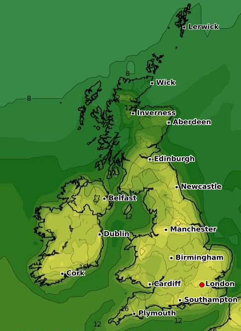  This heat signature map weather from WXCharts shows how warm it will be on Easter Sunday, April 21