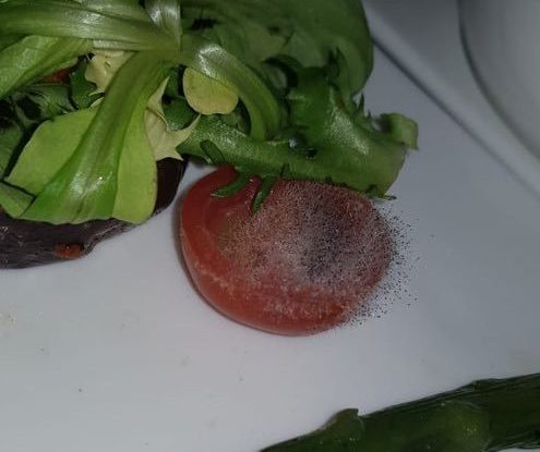  Karen was served a salad which had a mouldy tomato