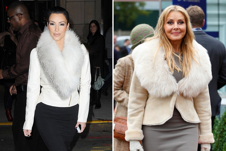 Carol's Ascot outfit from 2014 mirrored Kim's fur-collared look