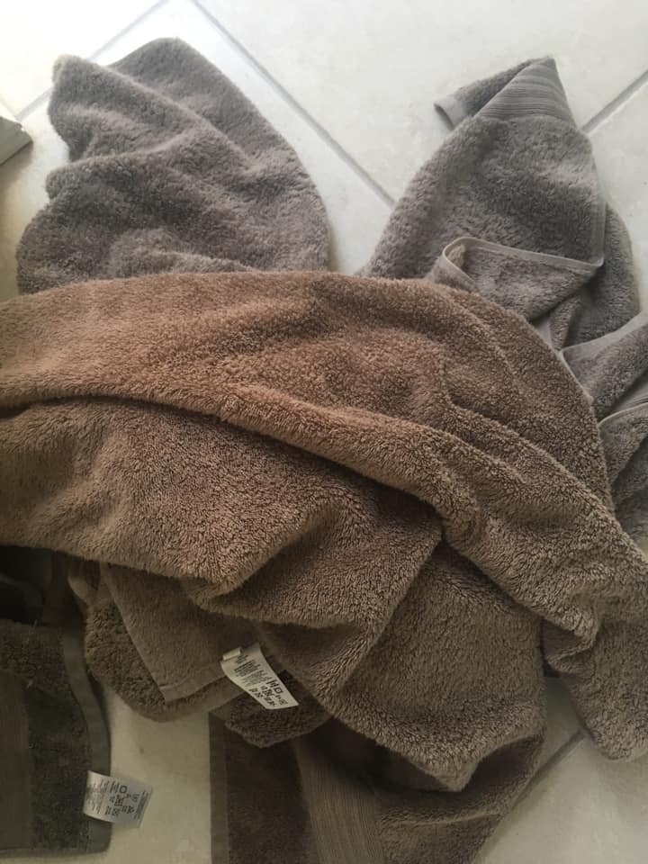 Discoloured towels