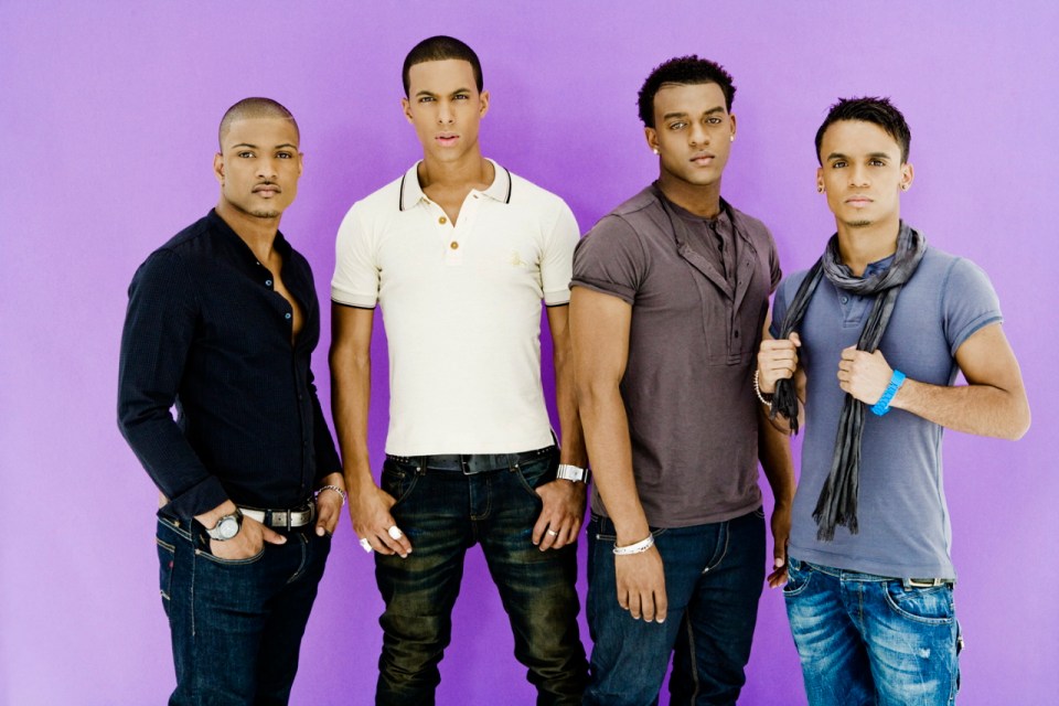  Oritse, centre right, made his name on The X Factor with JLS