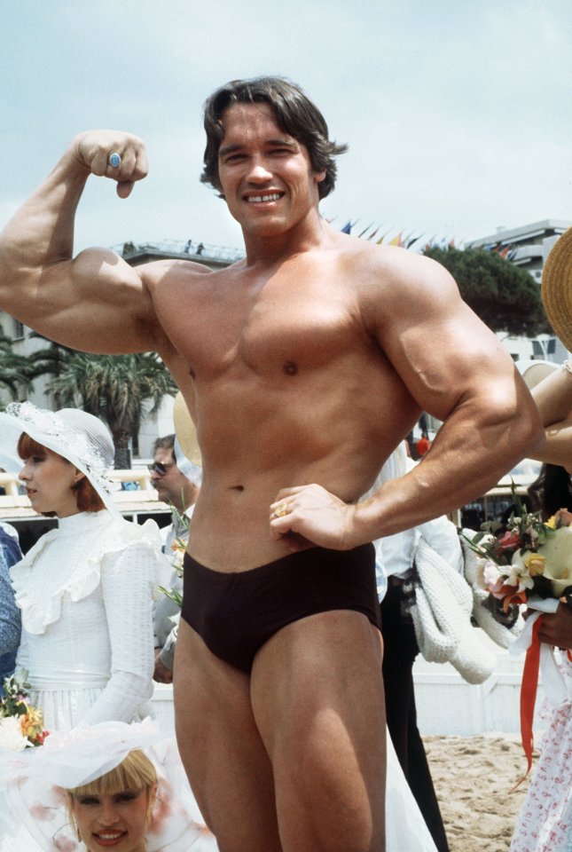  Arnie first made a name for himself as a bodybuilder, seen here in 1977