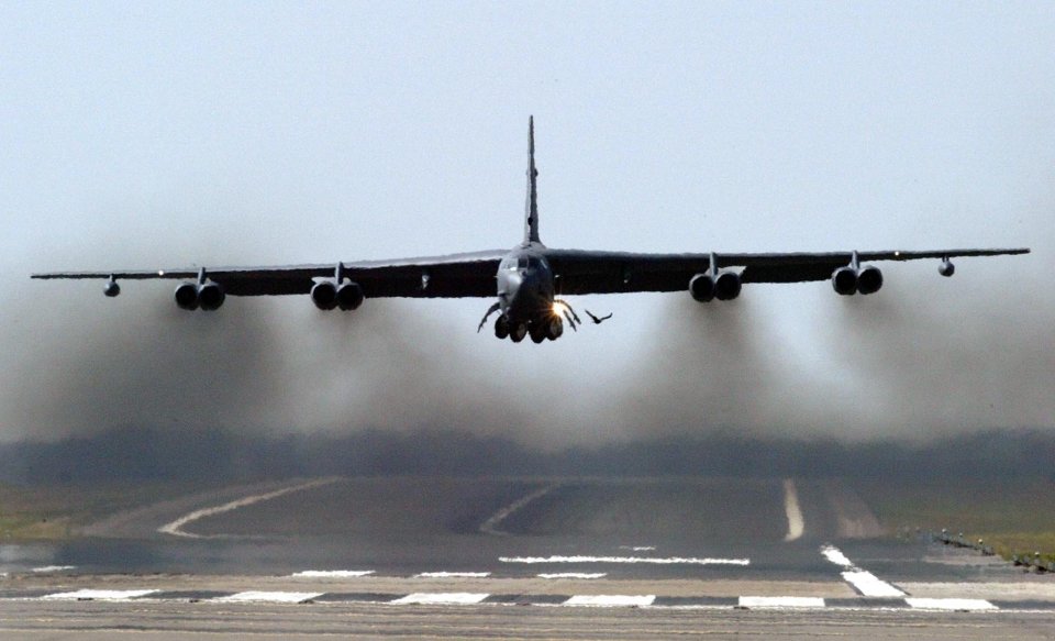  A US B-52 bomber takes off from RAF Fairford (stock image)