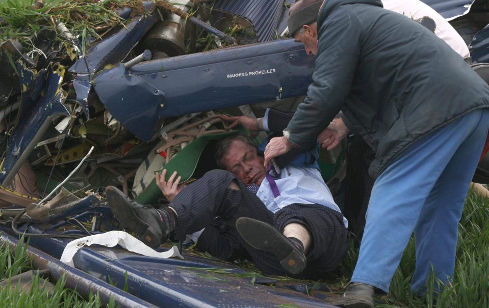  Farage had escaped serious injury in 2010 after a pane crash in Northamptonshire