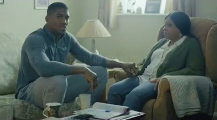 Anthony Joshua and his mum Yeta Odusanya in their humble house