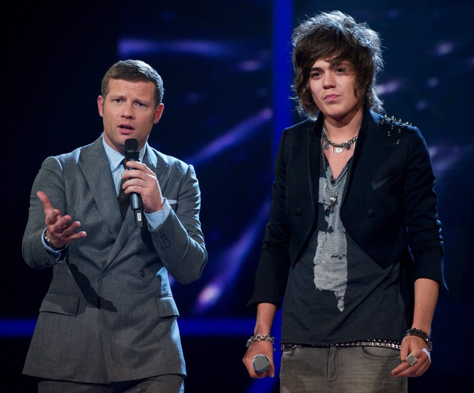  X Factor host Dermot O'Leary with the big-haired lad