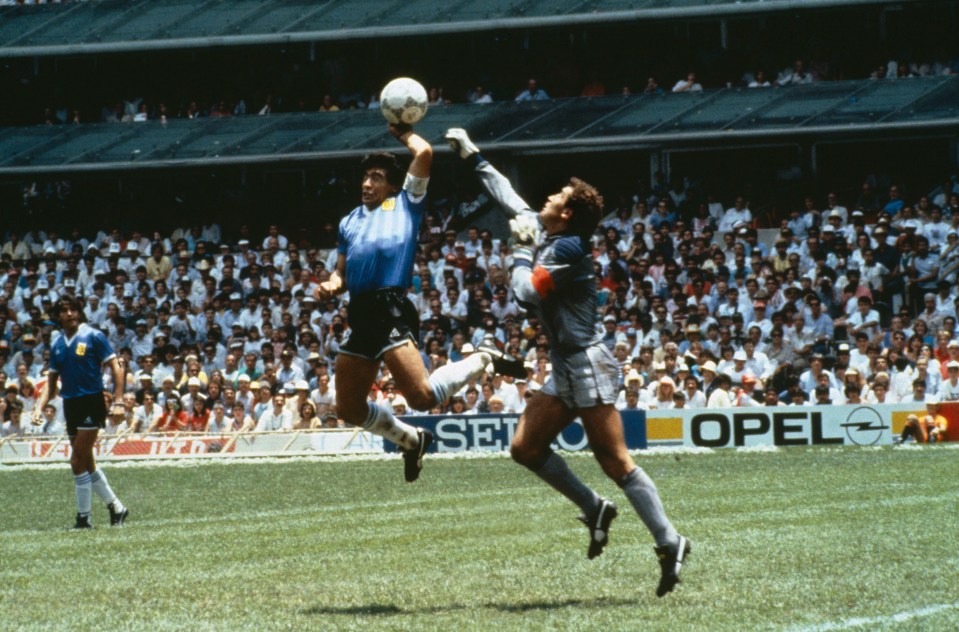  The Argentine's infamous Hand of God goal against England at the 1986 World Cup