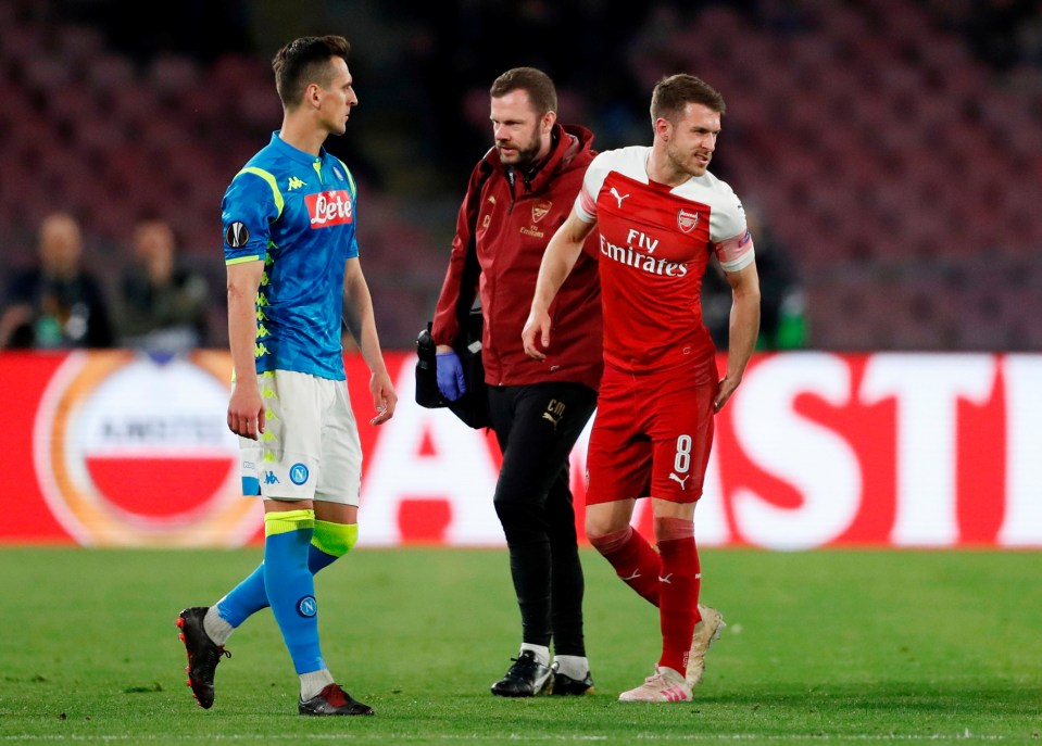  Ramsey's last outing for Arsenal was against Italian giants Napoli in the Europa League