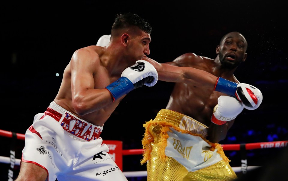  Amir Khan boxing against Terence Crawford at Madison Square Garden in New York City in April 2019