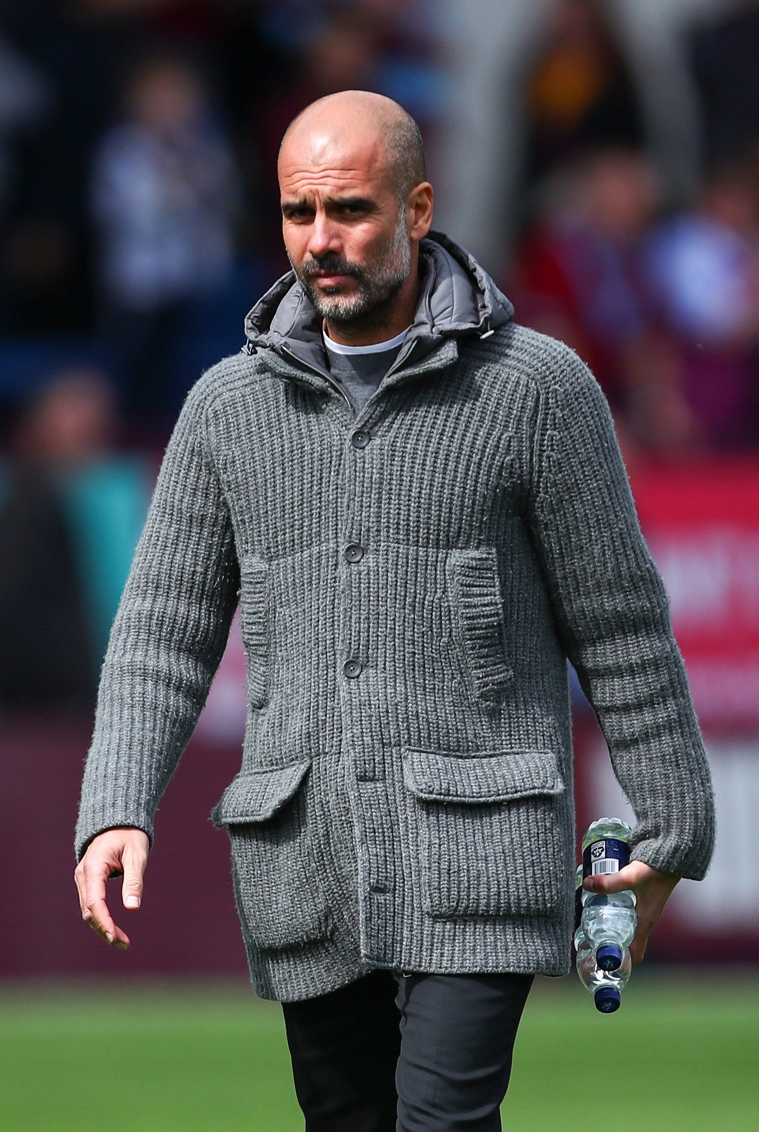  The grey cardigan has been worn 30 times this season by Manchester City manager Pep Guardiola