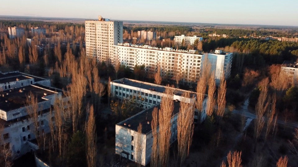 Pripyat from the air looks like any other Soviet Union city