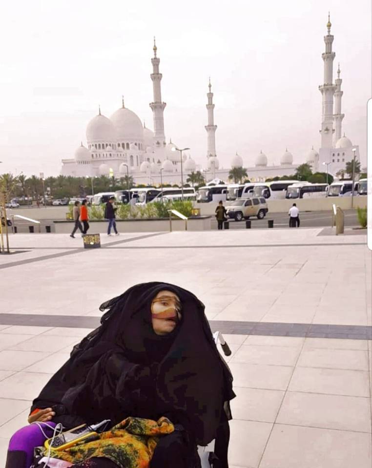  Munira Abdulla pictured outside the outside the Sheikh Zayed Mosque in Abu Dhabi after awakening from a 27 year coma