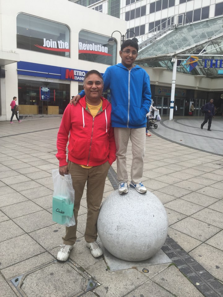  Karanbir with his dad in September 2015. The schoolboy died two weeks after collapsing at William Perkin Church of England High School in West London