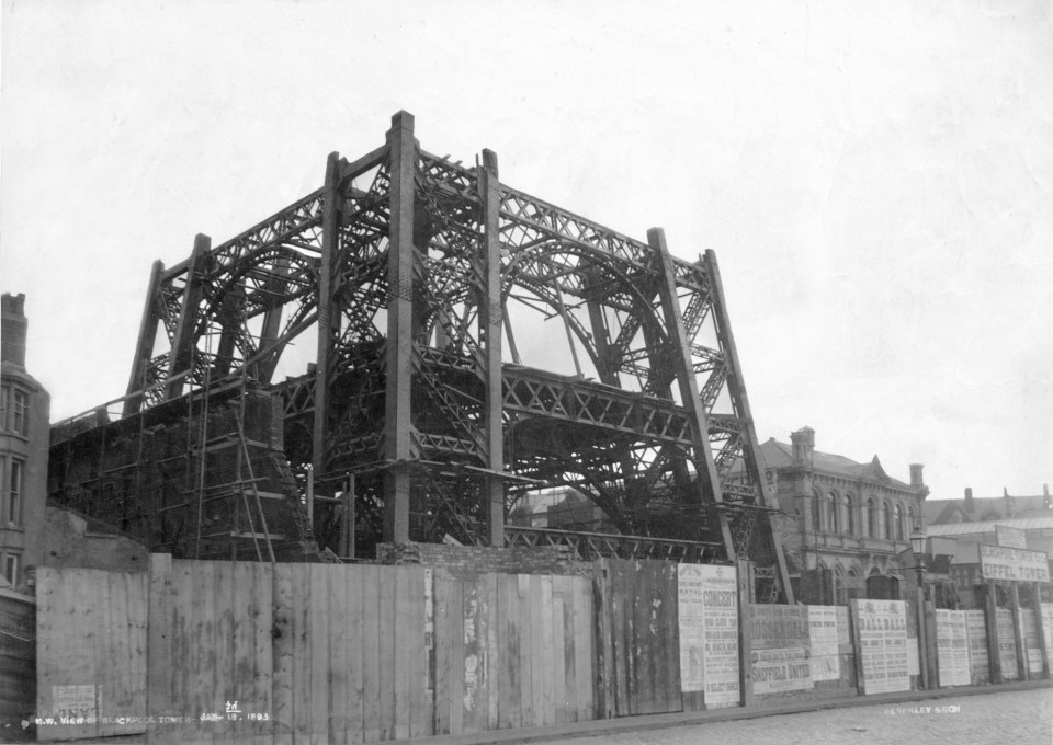  The beginnings of the tower in 1893, two years into its construction