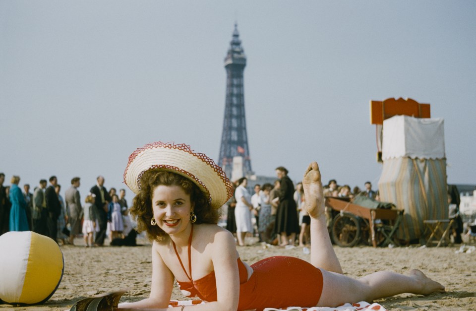  Holidaymakers on the beach at Blackpool July 1954