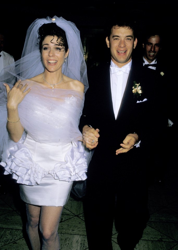 Rita Wilson and Tom Hanks are pictured beaming on their wedding day