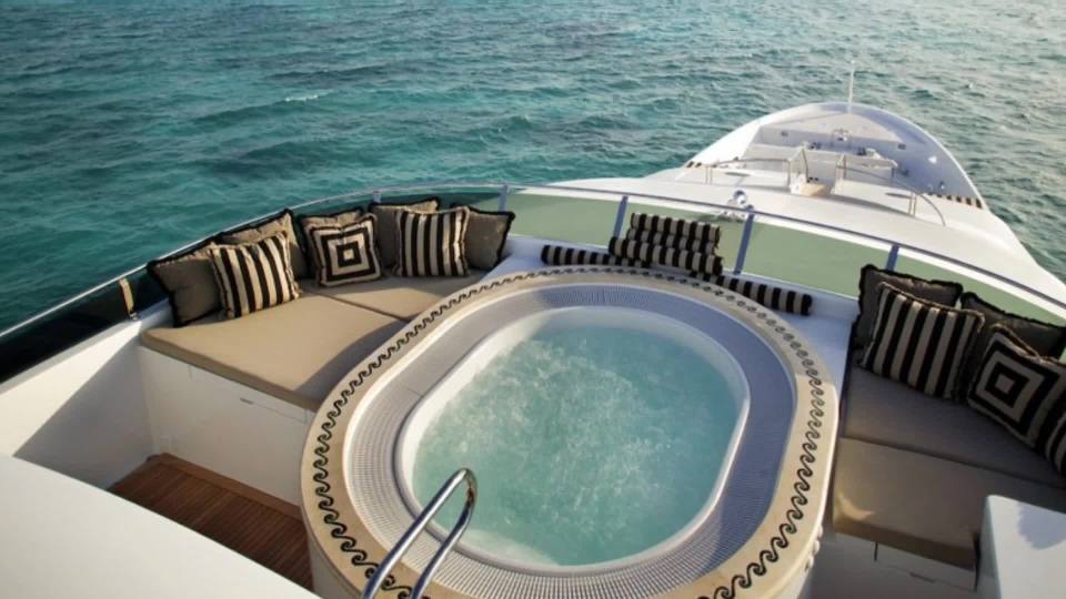  The jacuzzi on the 155ft vessel can hold eight people