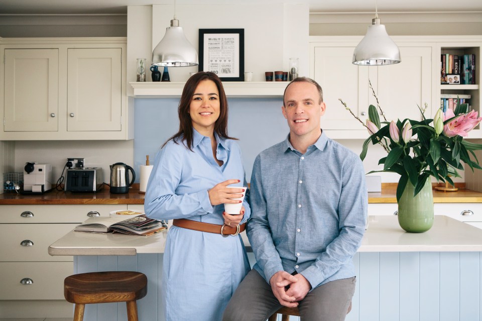 Dominic Raab with his wife Erika at their home in Surrey