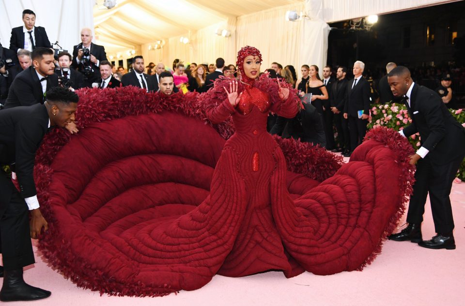  Cardi B turned up in an enormous scarlet gown