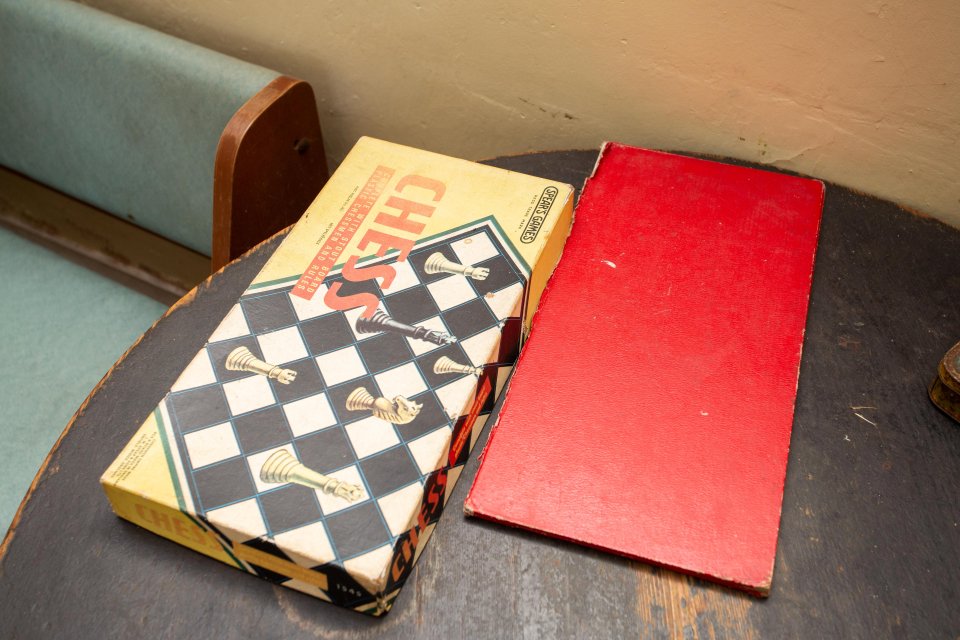  A chessboard is among the limited selection of entertainment available