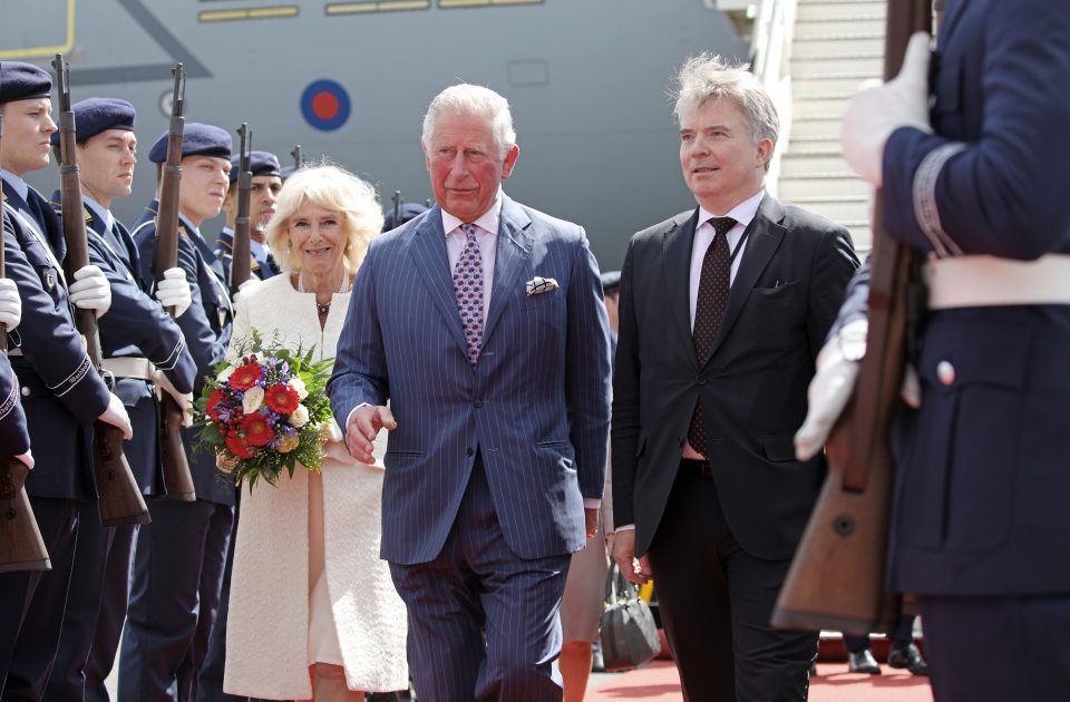  Camilla, Duchess of Cornwall and Prince Charles, Prince of Wales are welcome by British Ambassador to Germany Sebastian Wood