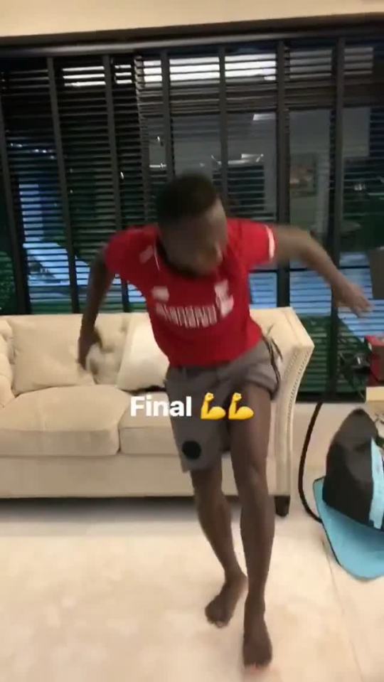  The midfielder ripped off his recovery pad in celebration after the Reds win