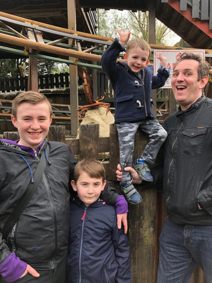  Joshua Harding, pictured with sons Oliver, 15, Lucas, 9, and Joshua, 3, says there's nothing wrong with expecting boys to be tough