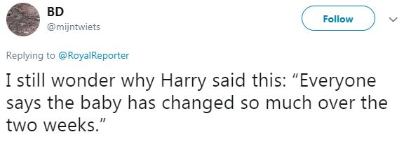  Harry mentioned that babies "change so much in two weeks" causing confusion on Twitter