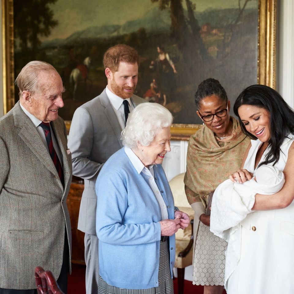  Meghan Markle's mum Doria Ragland was also in the car - here with the Queen and Prince Philip as the Sussexes introduce baby Archie to the head of The Firm