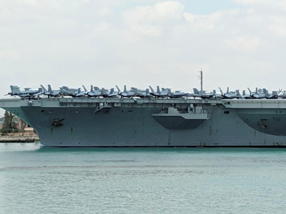  US aircraft carrier the USS Abraham Lincoln is pictured while it travels through the Suez Canal in Egypt May 9