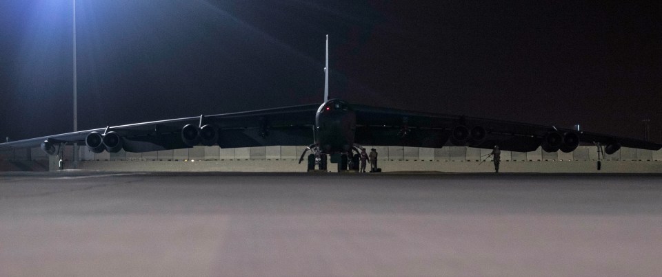  A B-52H Stratofortress assigned to the 20th Expeditionary Bomb Squadron is parked on the ramp at Al Udeid Air Base, Qatar