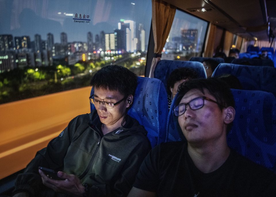  Some workers fall asleep on the train in to work