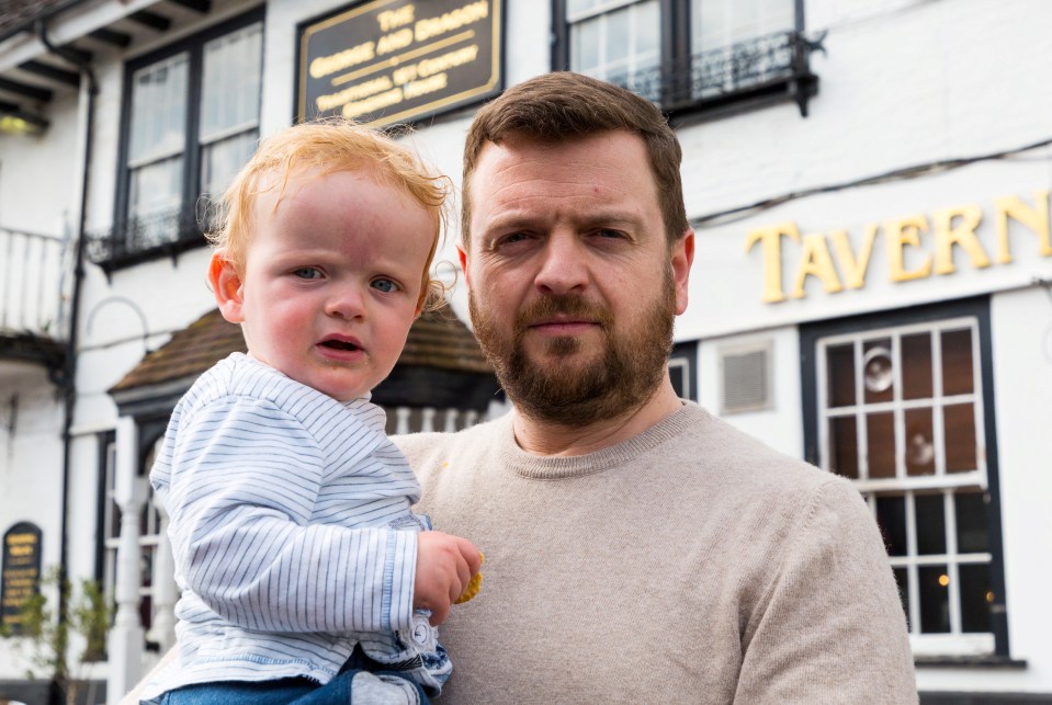  Pub landlord Patrick Tranter says son George, 13 months, was badly shaken by the Kent smash involving Nigel Farage's chauffeur-driven 4X4