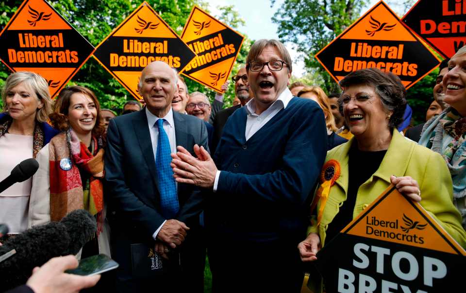 Libe Dem leader Vince Cable campaigning with EU boss Guy Verhofstadt to 'Stop Brexit'